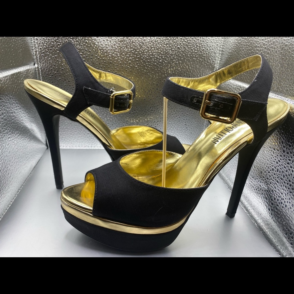 Black and gold heels